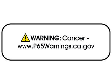 Etiquetas Propuesta 65 de California - "Warning: Cancer", 1 1/2 x 1/2"