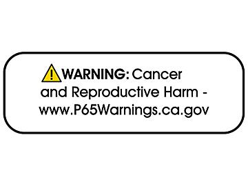 Etiquetas Propuesta 65 de California - "Warning: Cancer", 1 1/2 x 1/2"