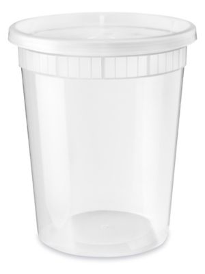 32 oz Microwavable Translucent Plastic Deli Container and Lid