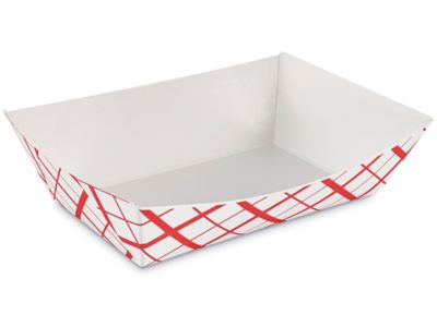 200 bandejas de papel a cuadros de 2 libras, bandejas desechables de 7  pulgadas de color rojo y blanco para servir botes de papel para comida,  soporte