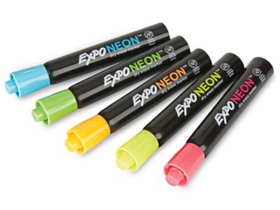 Tradineur - Pack de 5 rotuladores de colores neón para pizarra blanca,  punta media de 3 mm, marcadores de borrado en seco, uso e