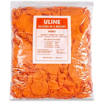 Uline Secure Grip™ Nitrile Gloves - Powder-Free, Orange, Large