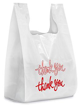 Super Tough T-Shirt Bags - "Thank You" Script, 12 x 7 x 22" S-22793