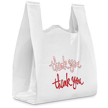 Super Tough T-Shirt Bags - "Thank You" Script, 20 x 10 x 30" S-22795
