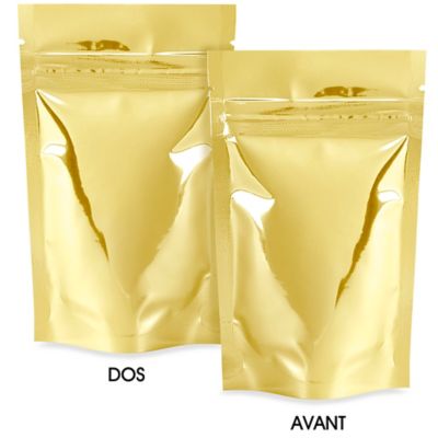 Glossy Stand-Up Barrier Pouches - 3 1/8 x 5 1/8 x 2", Gold S-22818GLD