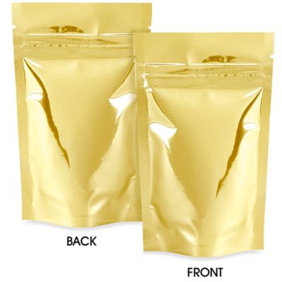 Glossy Stand-Up Barrier Pouches - 3 1/8 x 5 1/8 x 2", Gold S-22818GLD