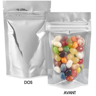 Glossy Stand-Up Barrier Pouches - 3 1/8 x 5 1/8 x 2", Silver Back S-22818SILB