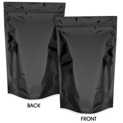 Glossy Stand-Up Barrier Pouches - 9 x 13 1/2 x 4 3/4", Black S-22819BL