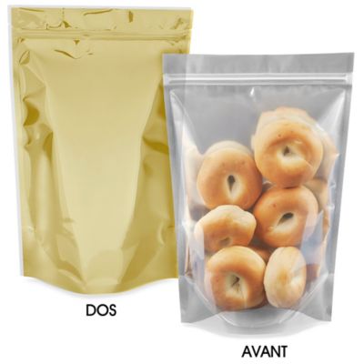 Glossy Stand-Up Barrier Pouches - 9 x 13 1/2 x 4 3/4", Gold Back S-22819GLDB