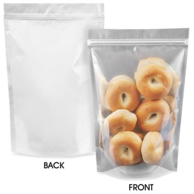 Glossy Stand-Up Barrier Pouches - 9 x 13 1/2 x 4 3/4", White Back S-22819WB