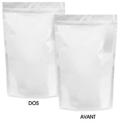 Glossy Stand-Up Barrier Pouches - 9 x 13 1/2 x 4 3/4", White S-22819W