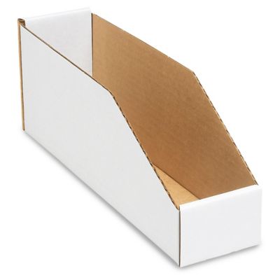 White Corrugated Parts Bins - 3 x 12 x 4 1/2