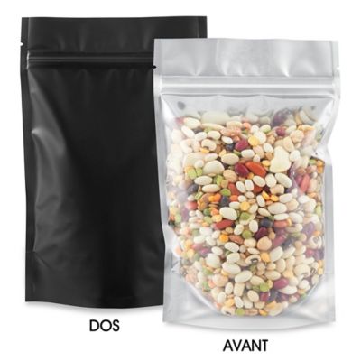 Matte Stand-Up Barrier Pouches - 5 x 8 x 2 1/2", Black Back S-22821BLB
