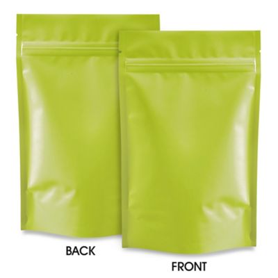 Matte Stand-Up Barrier Pouches - 5 x 8 x 2 1/2", Lime S-22821LIME