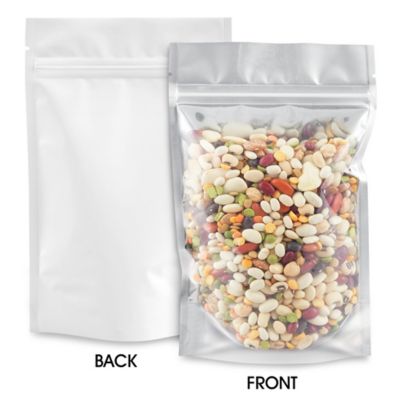 Matte Stand-Up Barrier Pouches - 5 x 8 x 2 1/2", White Back S-22821WB