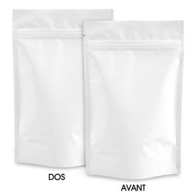 Matte Stand-Up Barrier Pouches - 5 x 8 x 2 1/2", White S-22821W