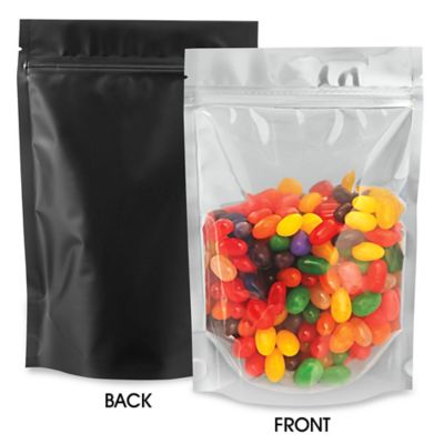 Matte Stand-Up Barrier Pouches - 6 x 9 x 3", Black Back S-22822BLB