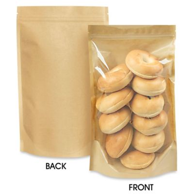 Paper Stand-Up Barrier Pouches - 9 x 13 1/2 x 4 3/4", Kraft Back S-22837KRFTB