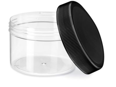 Clear Round Wide-Mouth Plastic Jars Bulk Pack - 24 oz, Jars Only - ULINE - Case of 60 - S-22855B-JAR