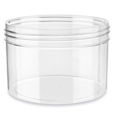 Clear Round Wide-Mouth Plastic Jars Bulk Pack - 24 oz, Jars Only - ULINE - Case of 60 - S-22855B-JAR