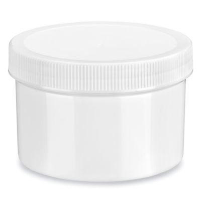 Clear Round Wide-Mouth Plastic Jars - 24 oz, White Cap - ULINE - Case of 12 - S-22855