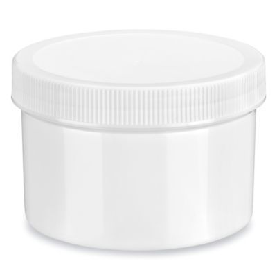 White Round Wide-Mouth Plastic Jars Bulk Pack - 24 oz, White Cap S-22856B-W