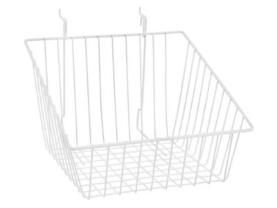 Wire Baskets - 12 x 12 x 8", Slanted, White S-22888W