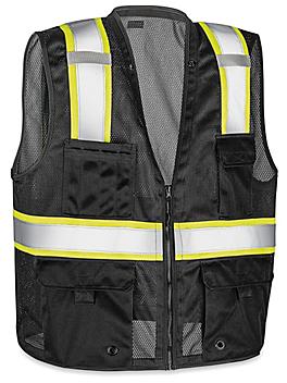 Colored Hi-Vis Safety Vest - Black, 2XL/3XL S-22908BL-2X