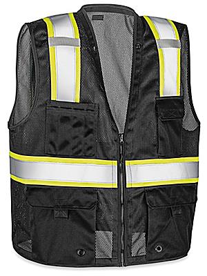 Colored Hi-Vis Safety Vest - Black, S/M