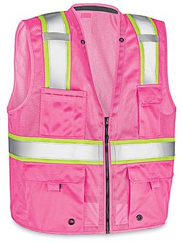 Colored Hi-Vis Safety Vest - Pink, 2XL/3XL S-22908P-2X