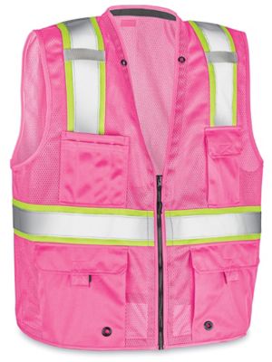 Colored Hi-Vis Safety Vest - Pink, L/XL S-22908P-L - Uline