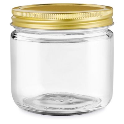 12 oz Clear Tall Glass Jar with Gold Lid
