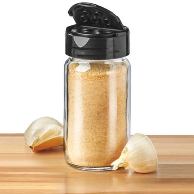 Plastic Spice Jars - 2 oz, Unlined, Black Cap S-22045BL - Uline