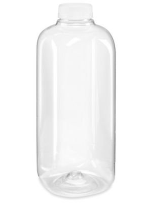  Clear Square Plastic Juice Bottles Bulk Pack - 32 oz
