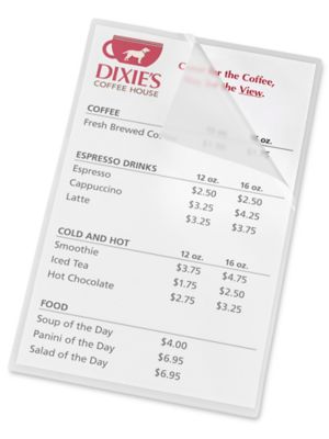 Menu Size Laminating Pouches - Matte, 5 Mil - ULINE - Carton of 100 - S-22953