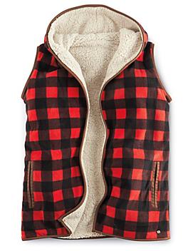 Women's Plaid Fleece Vest - Large S-22957-L