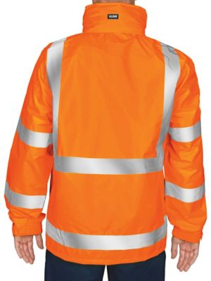 Class 3 Hi-Vis Lightweight Rain Jacket - Orange, Large