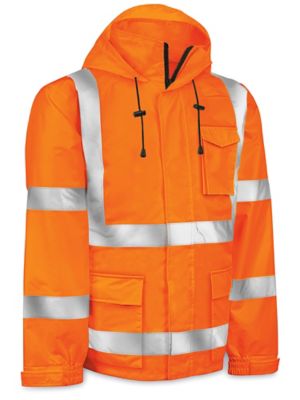 Class 3 Hi Vis Lightweight Rain Jacket Orange Large S 22970O L Uline