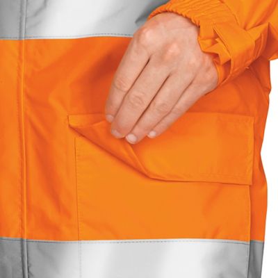 Chamarra Impermeable de Alta Visiblidad Clase 3 - Ligera, Naranja, Mediana S-22970O-M  - Uline