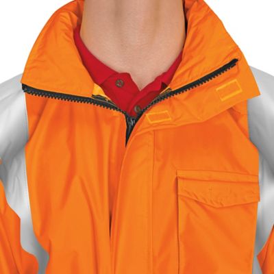 Class 3 Hi Vis Lightweight Rain Jacket Orange XL ULINE S 22970O X