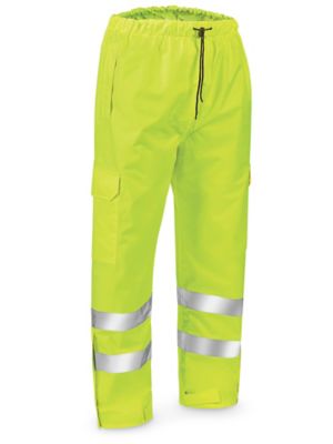 Pantalones Impermeables de Alta Visibilidad Clase 3 - Ligeros, Verde Limón,  XL S-22971G-X - Uline