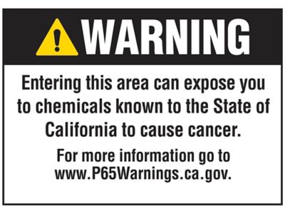 "Cancer" Prop 65 Sign - Vinyl, Adhesive-Backed S-22974V