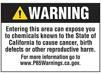 "Cancer/Reproductive Harm" Prop 65 Sign