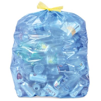 Uline – Sacs poubelle de recyclage avec cordon – 33 gallons, bleu