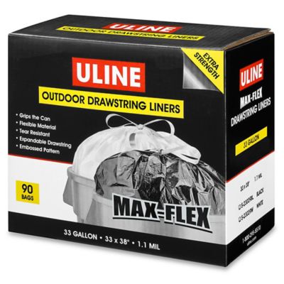 Max-Flex Drawstring Trash Liners - 33 Gallon