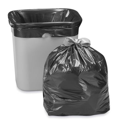 Max-Flex Drawstring Trash Liners - 13 Gallon, Black S-23038BL - Uline