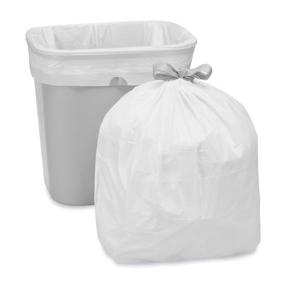 Drawstring Trash Liners - .8 Mil, 13 Gallon, White S-15583W - Uline