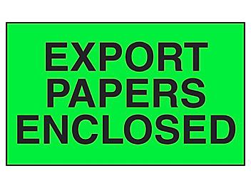 "Export Papers Enclosed" Label - 3 x 5" S-2304