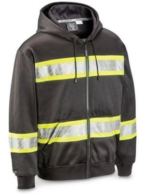  Chandail à capuchon à glissière pleine à haute visibilité – Noir