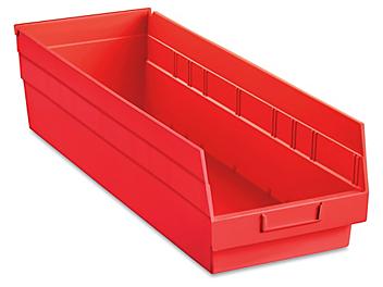 Plastic Shelf Bins - 8 1/2 x 24 x 6", Red S-23085R